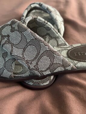 Coach Gray Signature Monogram Slip-On Sandals